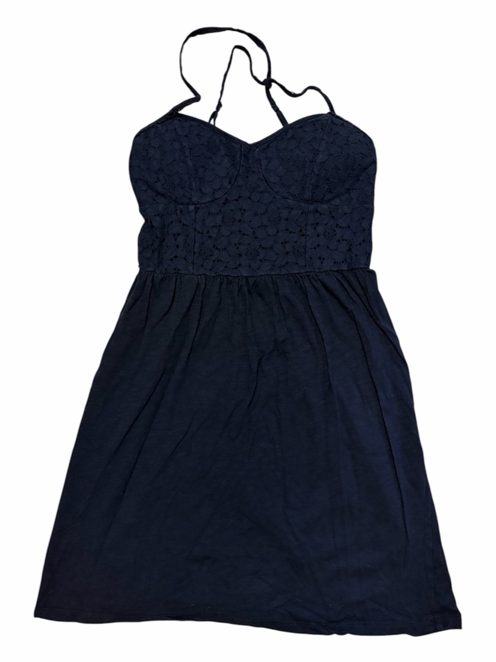 American Eagle Outfitters Navy Lace-Trim Cami Dress